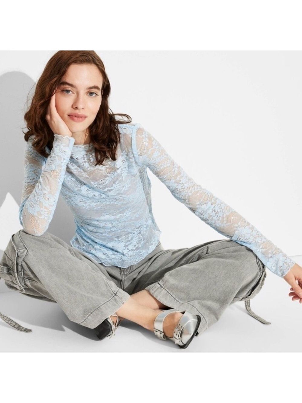 Wild Fable Sky Blue Lace Top